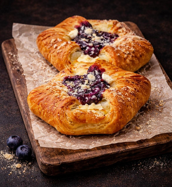 Řemeslný šátek s náplní tvaroh-borůvka Řemeslný šátek s náplní tvaroh-borůvka
